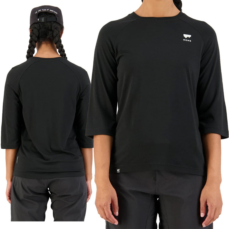 Mons Royale Tarn Merino Shift Raglan 3-4 Sleeve Women's Jersey - Women's L - Black