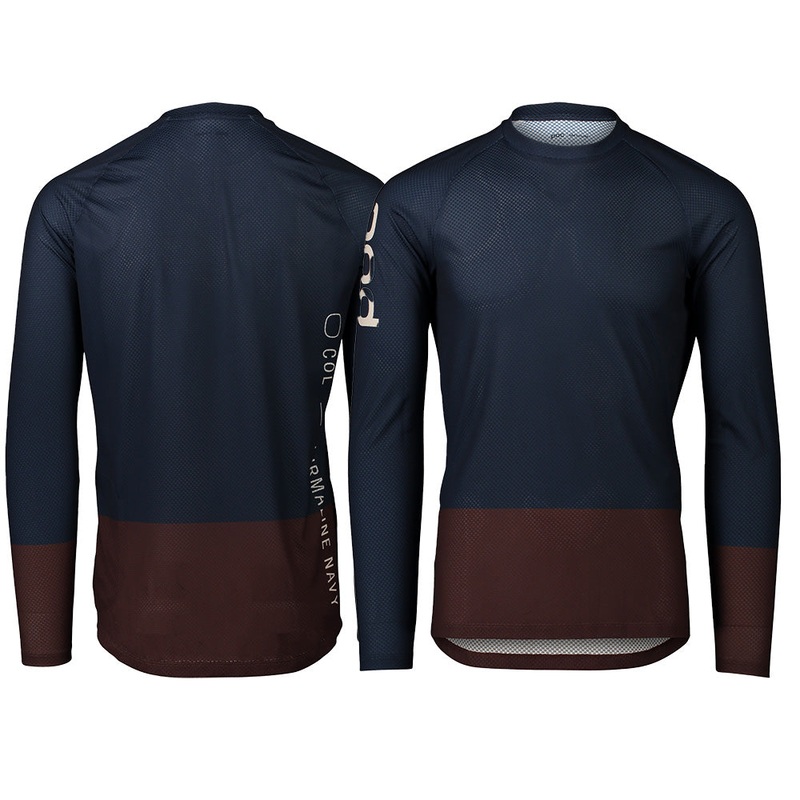 POC MTB Pure Long Sleeve Jersey - S - Turmaline Navy - Axinite Brown