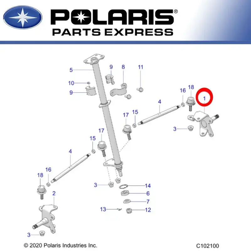 NEW POLARIS 2021 OUTLAW 70 LEFT SIDE STEERING SPINDLE KNUCKLE 1544273-458 OEM