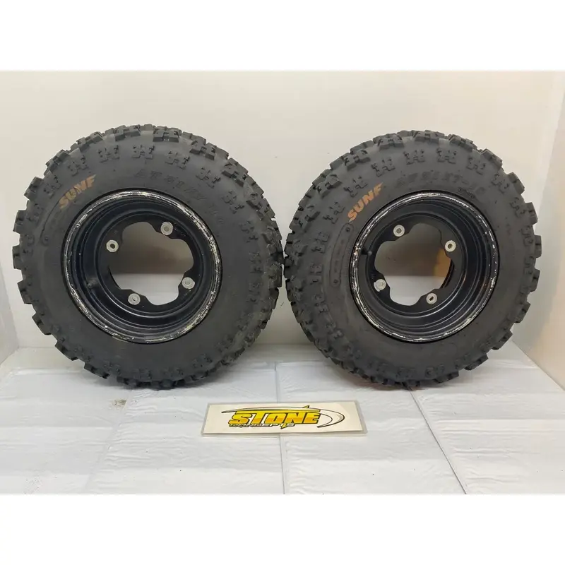 10" YAMAHA OEM FRONT WHEELS SUNF 21X7X10 TIRES 10X5.5 4/156 YFZ450 BANSHEE