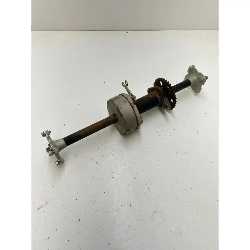 02 2002 Polaris Scrambler 90 2 Stroke OEM Rear Axle Hubs Brake Bracket Carrier
