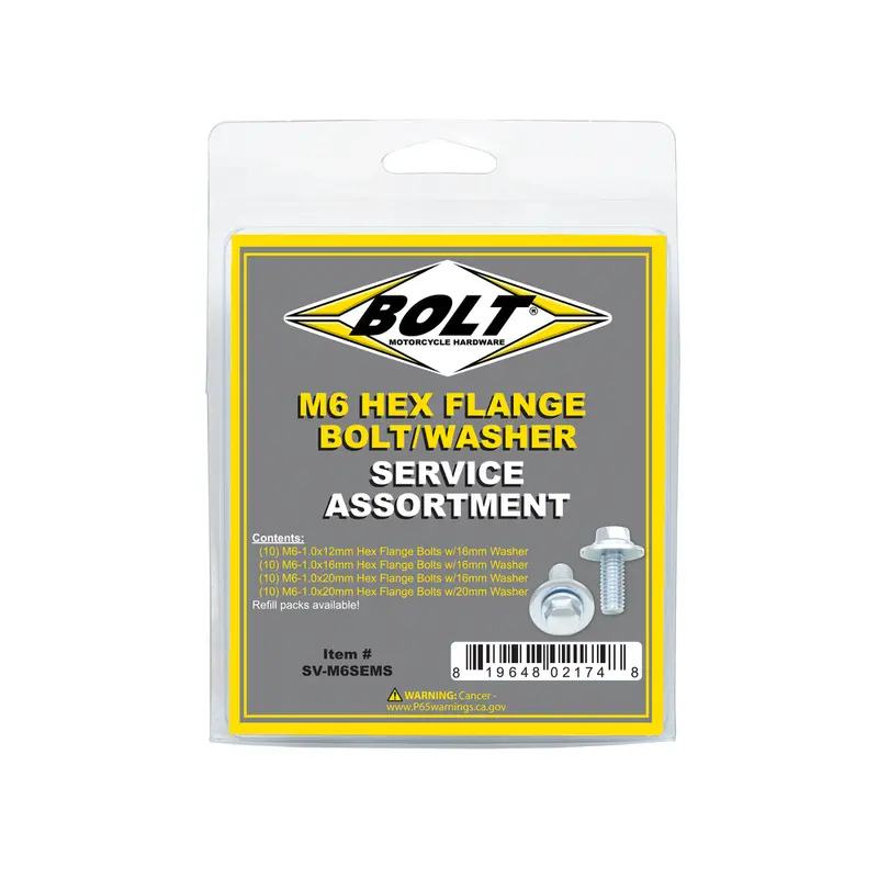 BOLT 8MM HEX FLANGE BOLT ASSORTMENT W/16MM WASHER 40 PIECE KIT