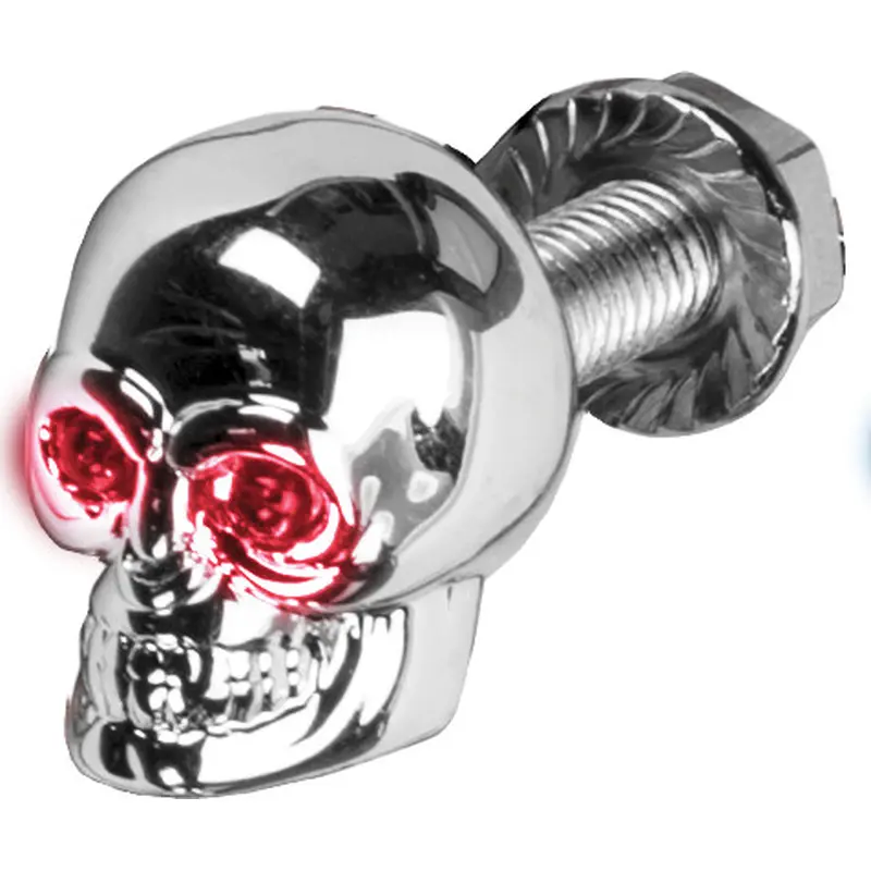 HARDDRIVE LIGHTED SKULL LIC PLATE SCREW RED