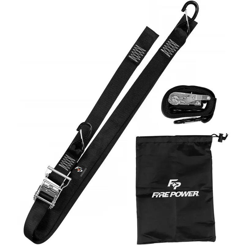 FIRE POWER 2" TIE-DOWN RATCHET W/SOFT-TIE 8' LONG BLACK 2/PK