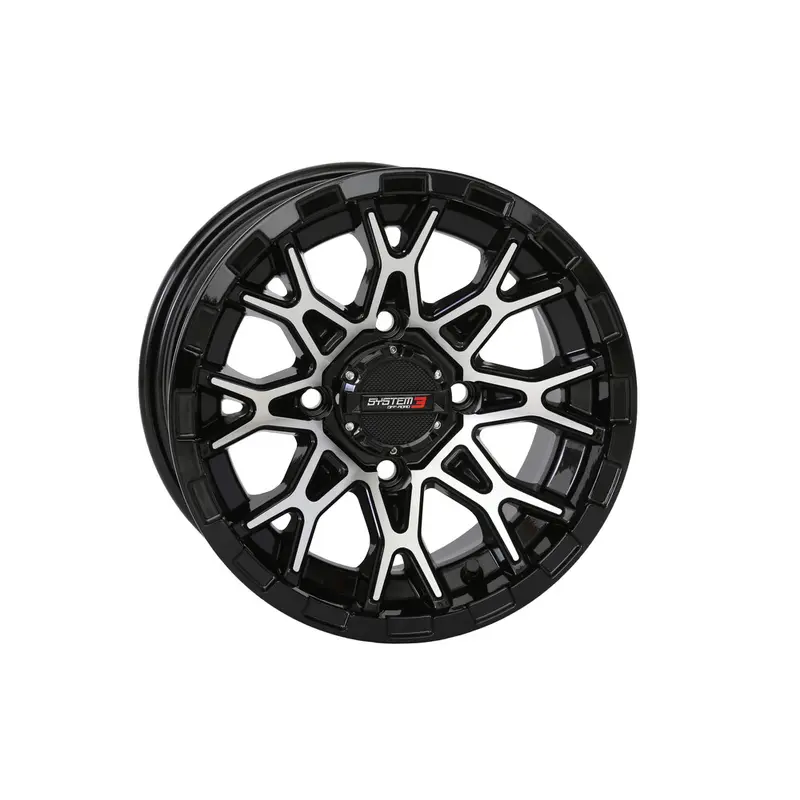SYSTEM 3 ST6 WHEEL 12X7 2 5 (-47MM) 4/110 GLOSS BLACK/MACHINED