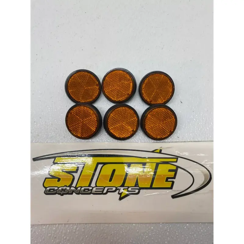 AMBER ORANGE UNIVERSAL ROUND REFLECTOR LICENSE PLATE MOTORCYCLE BICYCLE ATV LOT