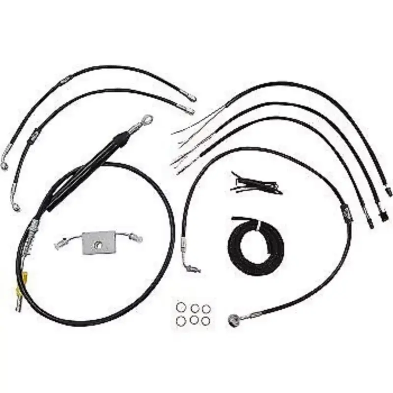 LA CHOPPERS LA-8157KT2-13B Black Vinyl Braided Handlebar Cable/Brake Line Kit
