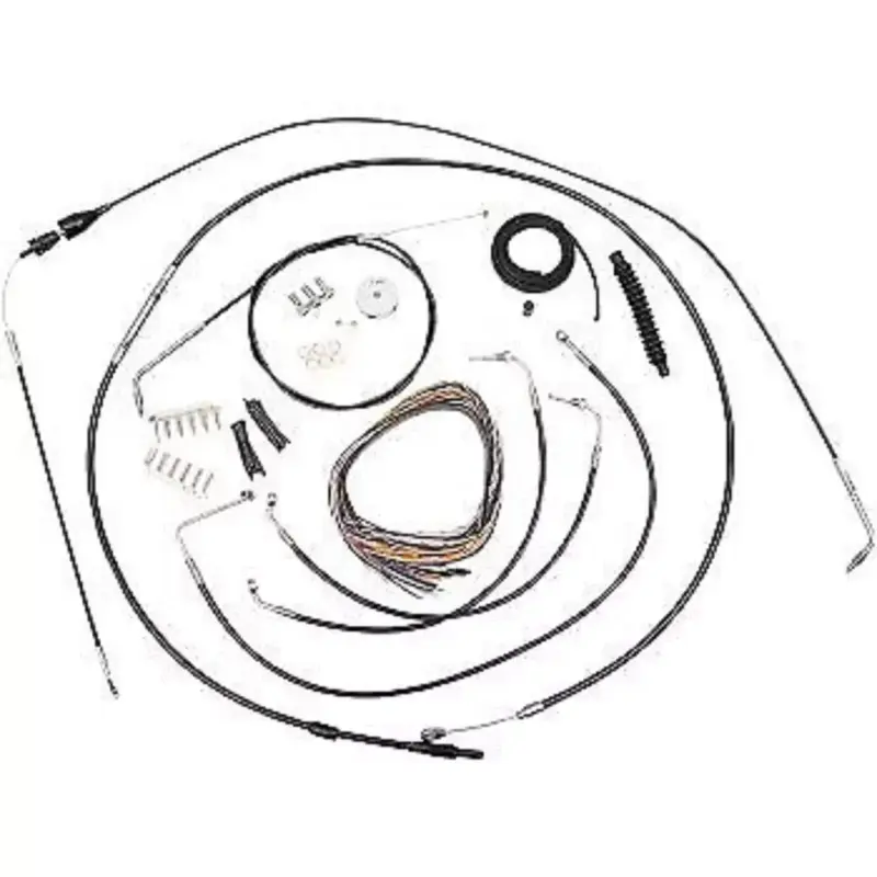 LA CHOPPERS LA-8005KT2A-16B Black Vinyl Braided Handlebar Cable/Brake Line Kit