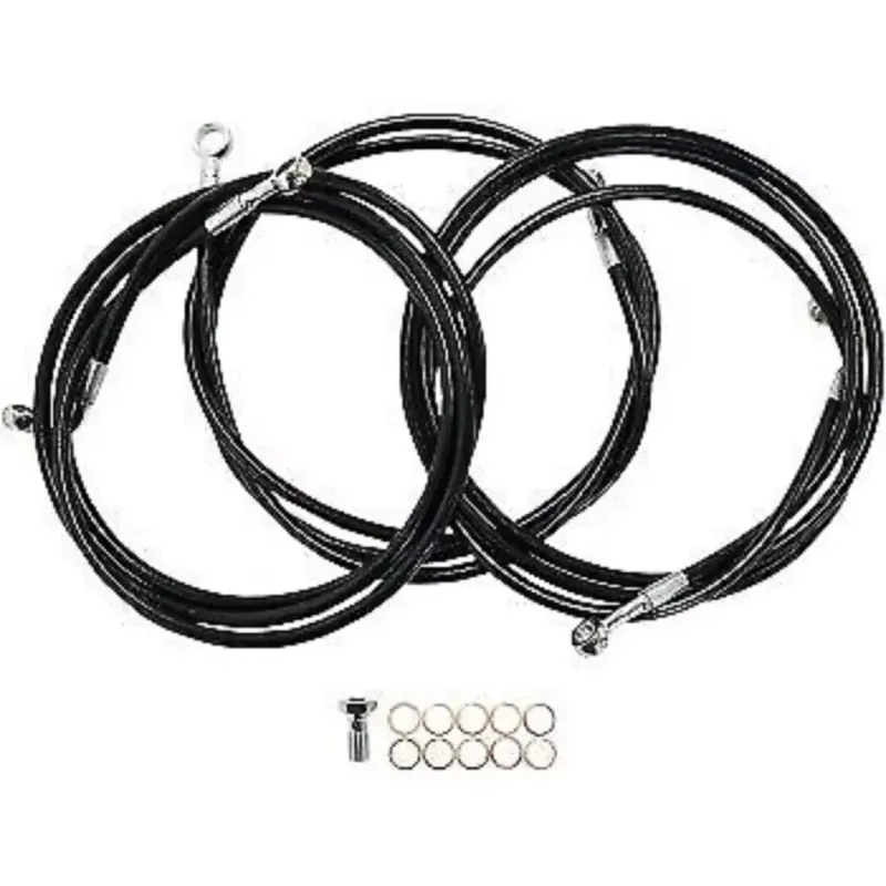 LA CHOPPERS LA-8052B13B Black Braided Brake Line Kit 12-14"