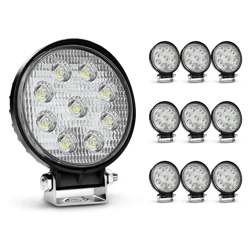 4.5 Inch 27W 3000LM Round Flood Led Work Lights (10 Packs)