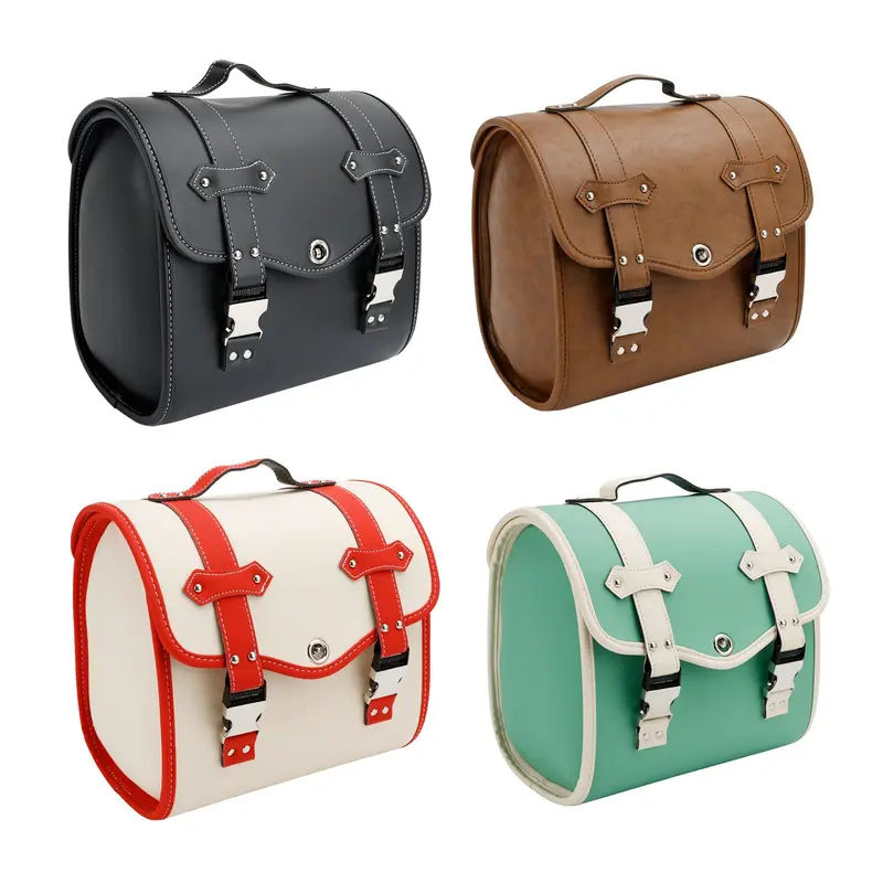 Saddlebag Side Storage Tool Bag Universal Quick Release Pu Motorcycle Brown