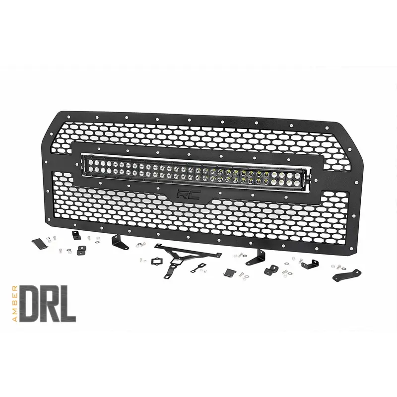 Mesh Grille | 30" Dual Row LED | Black | Amber DRL | Ford F-150 (15-17) | 70193BDA