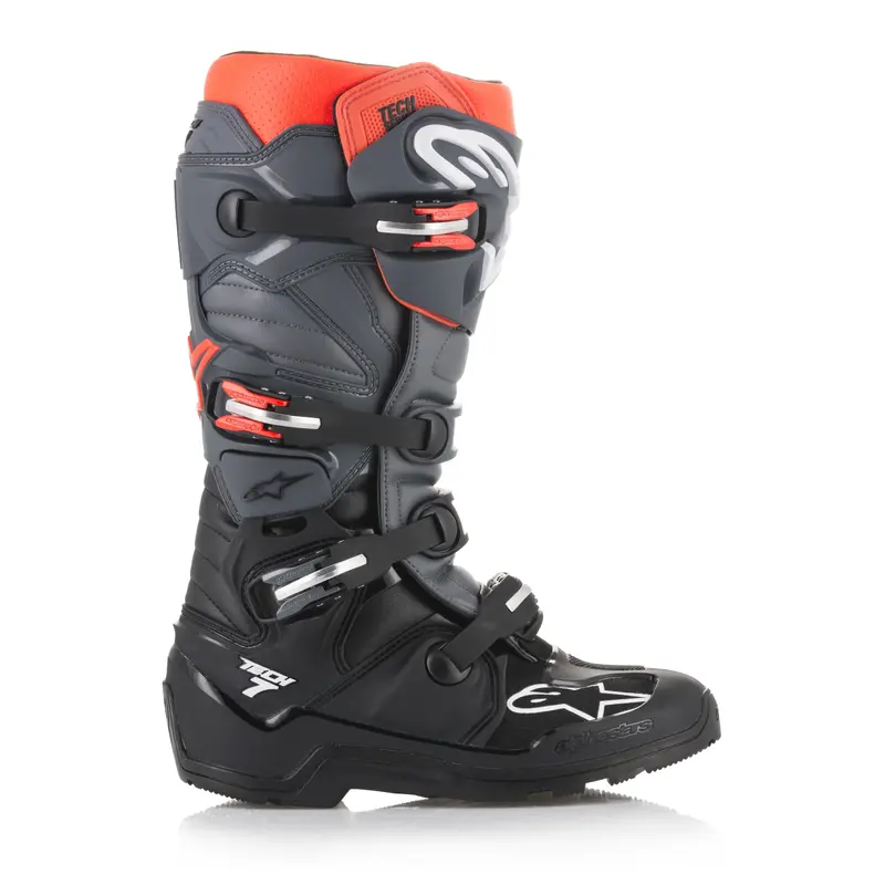 ALPINESTARS TECH 7 ENDURO BOOTS BLACK/GREY/RED SZ 10 2012114-1133-10