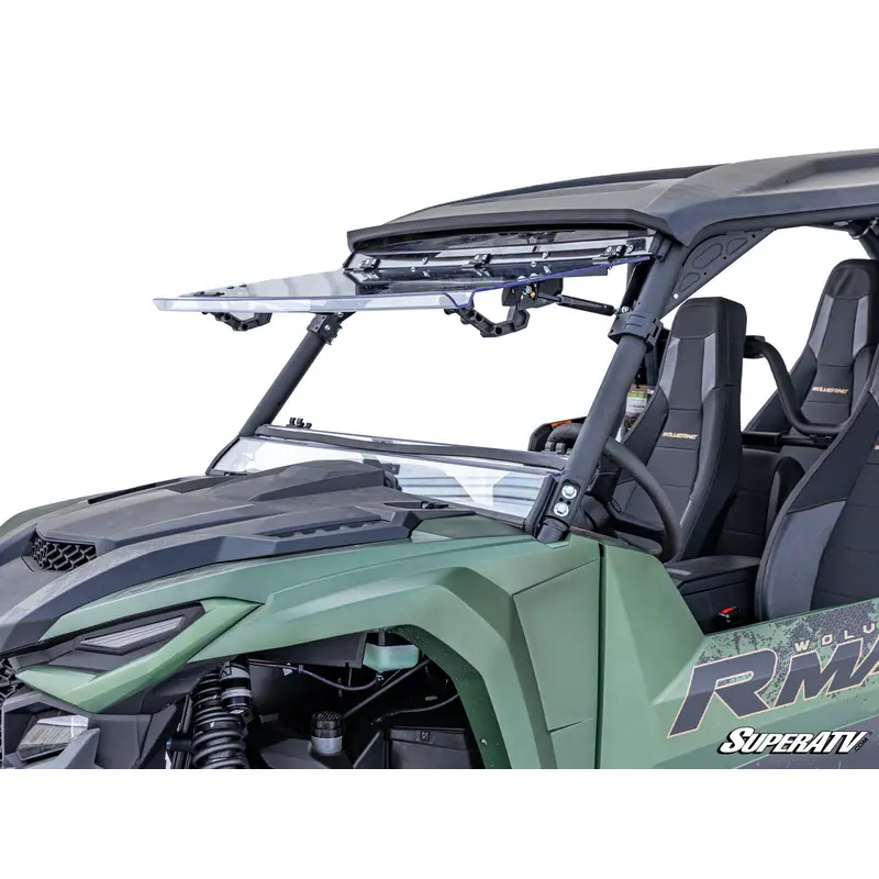 SuperATV Heavy Duty Scratch Resistant Flip Windshield for Yamaha RMAX 4 (2021+)