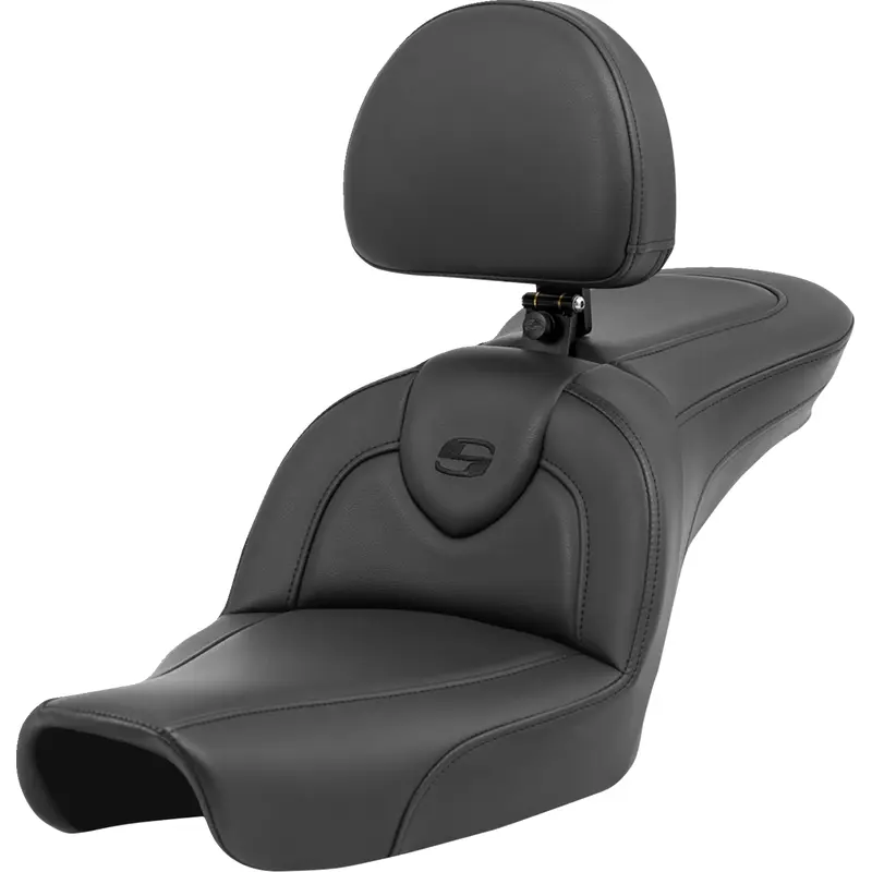 SADDLEMEN Roadsofa* Seat - with Backrest - Black/Black Stitching - FXD '96-'03 896-04-187BR