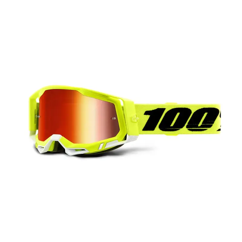 100% RACECRAFT 2 MOTO GOGGLE FLURO YELLOW ADULT
