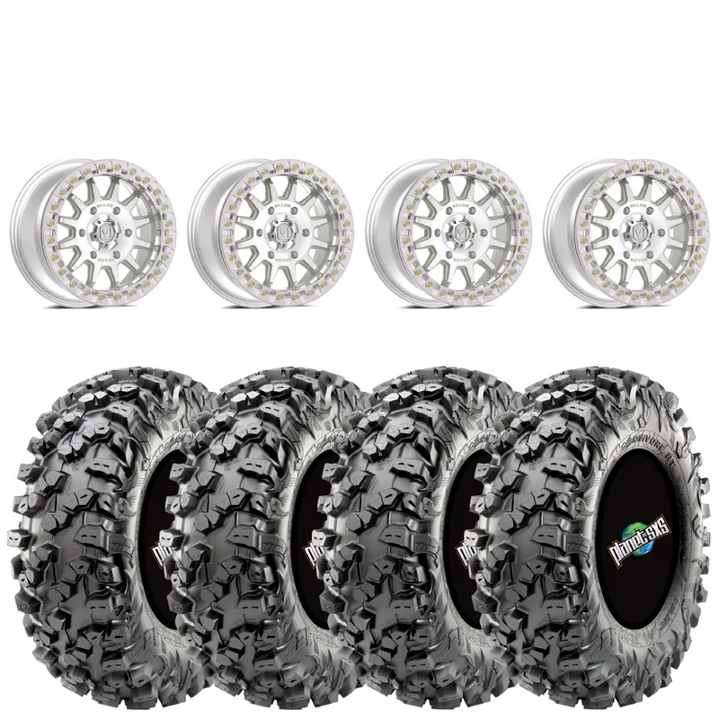 Valor V09 Beadlock 15x7 5+2 4/156 Raw Machined on Maxxis Carnivore RT 32x10-15