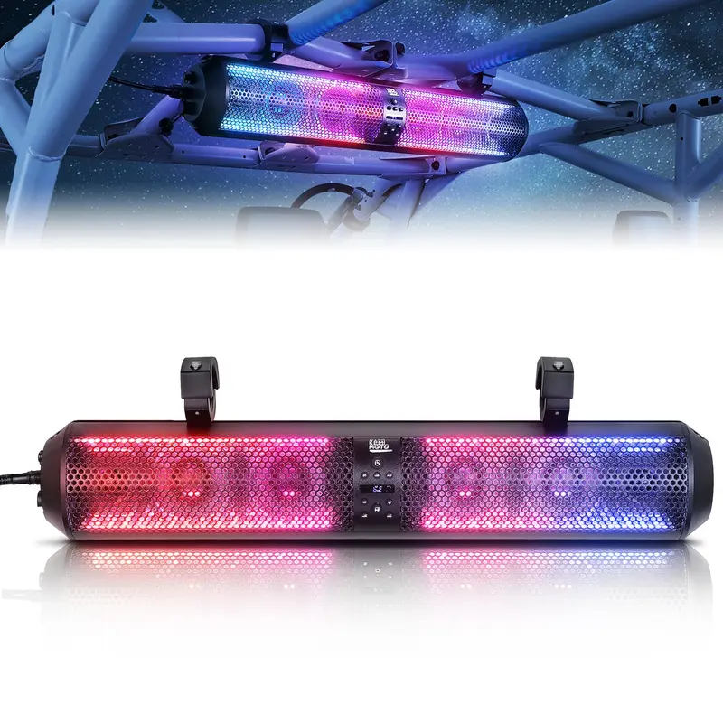 RGB UTV Soundbar, 28" SXS Speaker for Can Am Maverick X3/ RZR w/ 1.56"- 2.25" Roll Bar