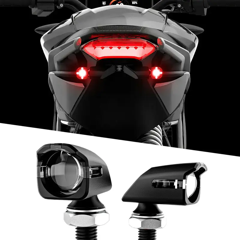 Mini Led Turn Signal Black Red Pair
