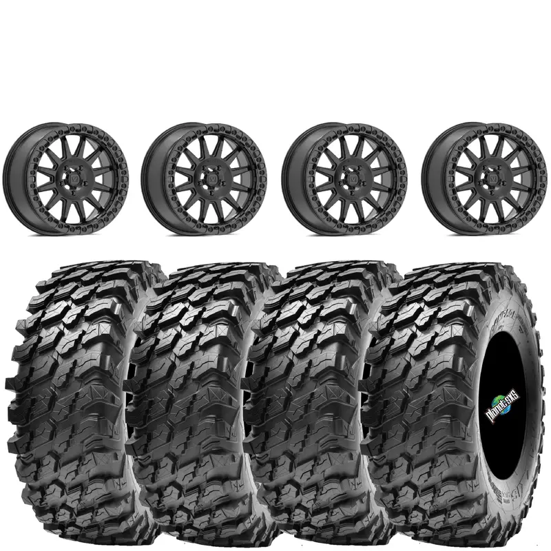 Valor Offroad V09 BRUSHED CHARCOAL beadlock on Maxxis Rampage