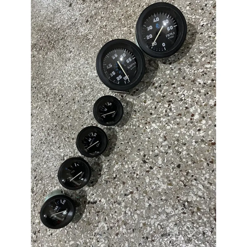 Teleflex Marine Gauges Set RPM MPH Fuel Volt Temp Oil 6 Piece