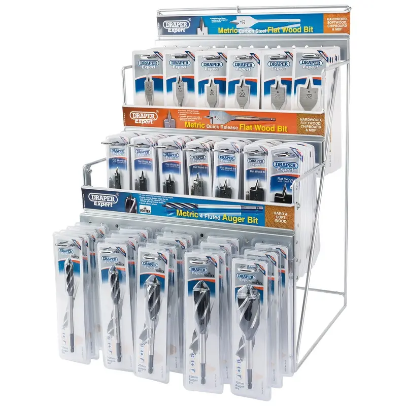 Draper Assorted Metric Auger And Flat Wood Bit Merchandiser (123 Piece) - *DBD/WOOD