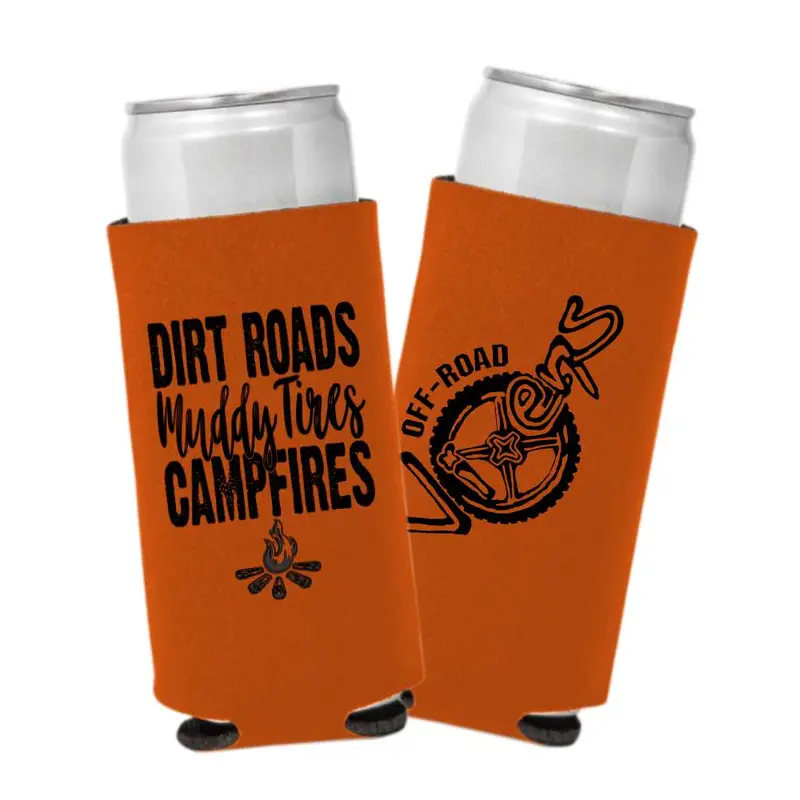 Dirt Roads Slim Can Koozie - Orange
