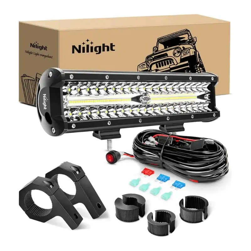 12 Inch 300W 30000LM Triple Row Flood/Spot LED Light Bar Kit | 12FT Wire