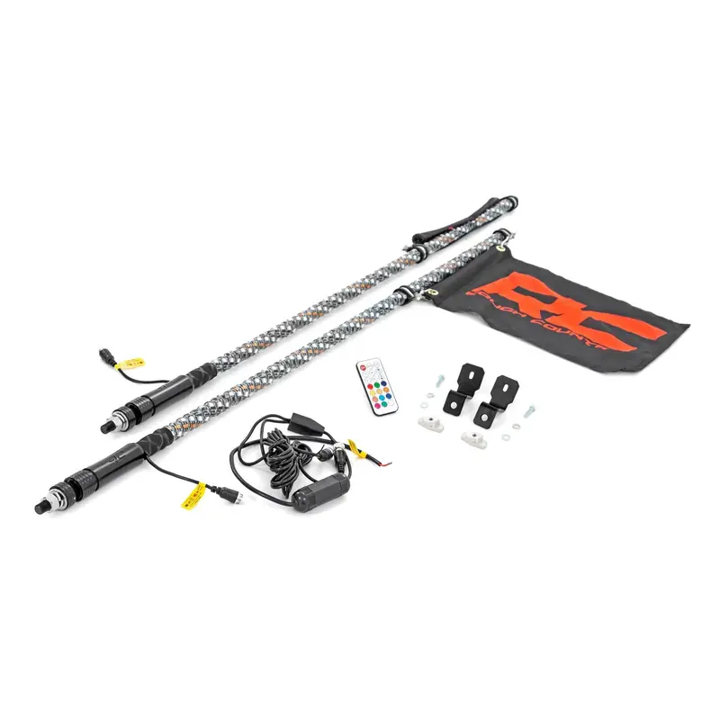 Rough Country | Whip Mount | 4' Multl-Color LED Whip Pair | Can-AM Defender/Segway | 93199