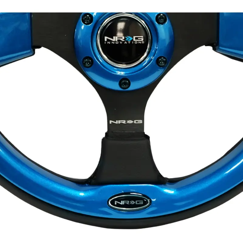 NRG Reinforced Steering Wheel (320mm) Blk w/Blue Trim