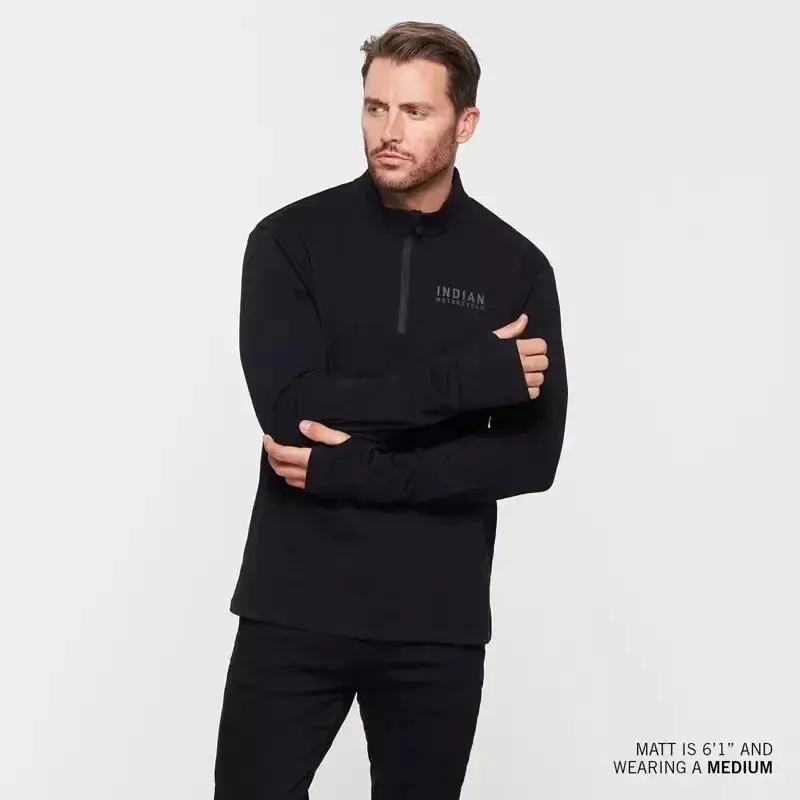 INDIAN Men's Quarter Zip Performance Top, Black