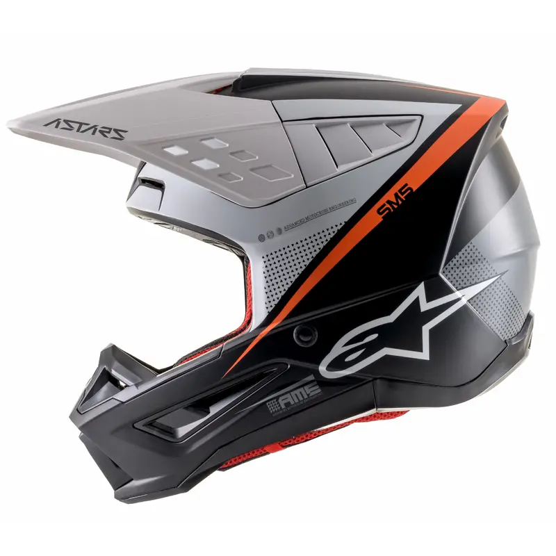 S M5 Rayon Helmet Matte Blk/Wht/Orange Fluo Lg