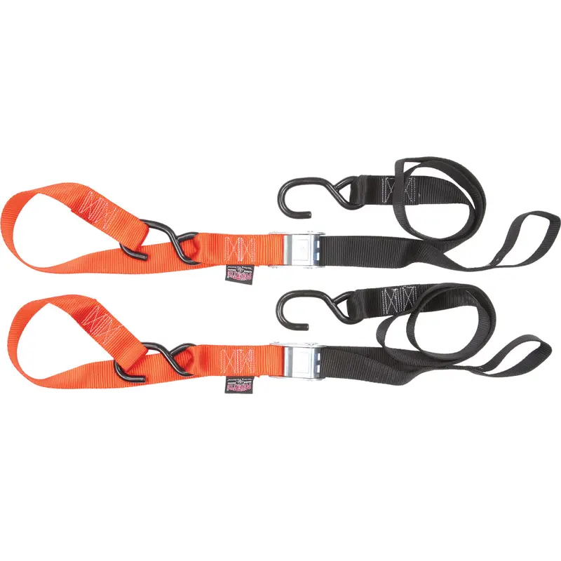 Tie Down Cam S Hook Soft Tye 1.5"X6' Black/Orange Pair