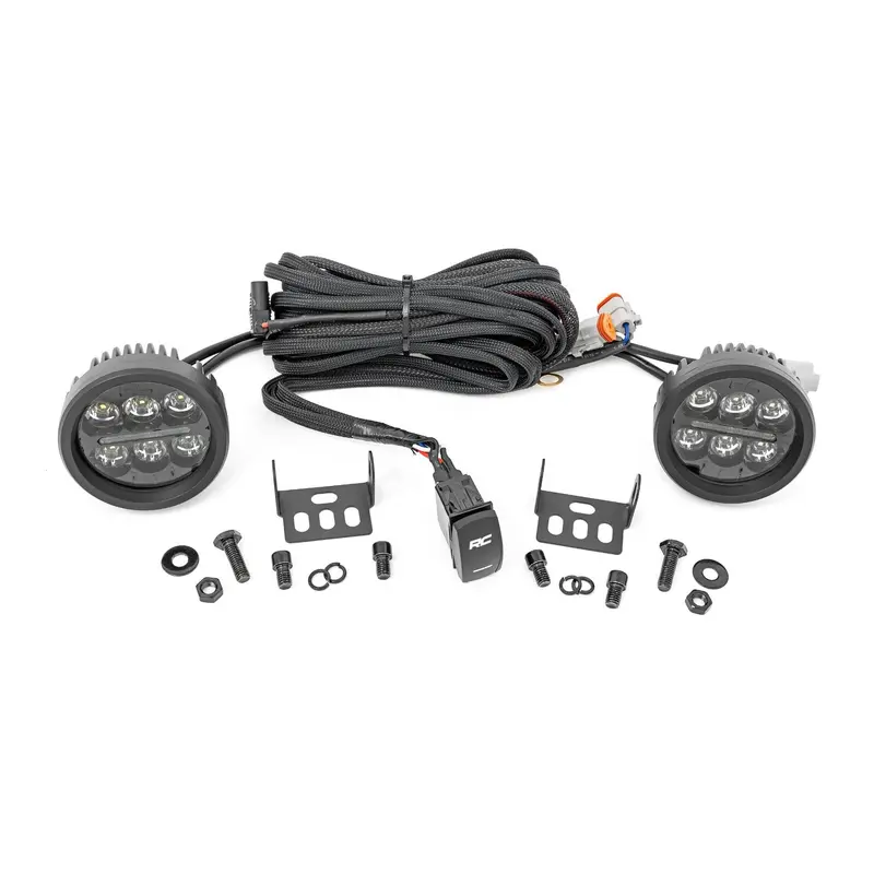 Rough Country | Black Series Round LED Light Pair | 3.5 Inch | Amber DRL | 70900A