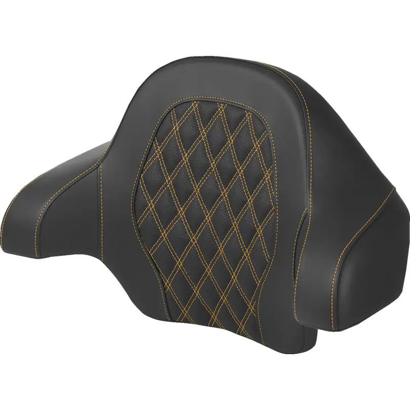 SADDLEMEN Tour-Pak? Backrest Pad - Lattice Stitch - Gold Stitch - FL '14-'24 814-07-15007
