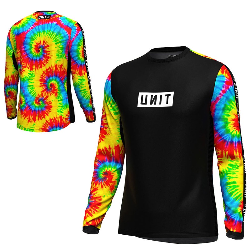 Unit Flare Youth Long Sleeve Jersey - Youth M - Multi-Coloured Tie Dye