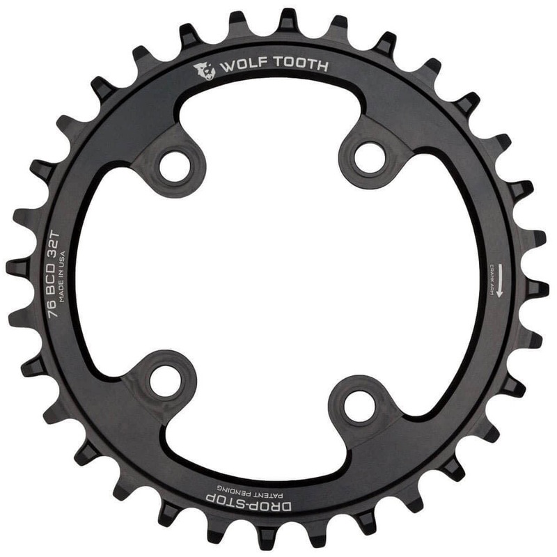 Wolf Tooth 4 Bolt Alloy Drop-Stop Chainring - 76 BCD - SRAM XX1 - Round - Black - 32T